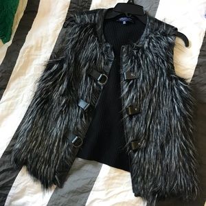 Faux Fur Vest — two toned, black and white